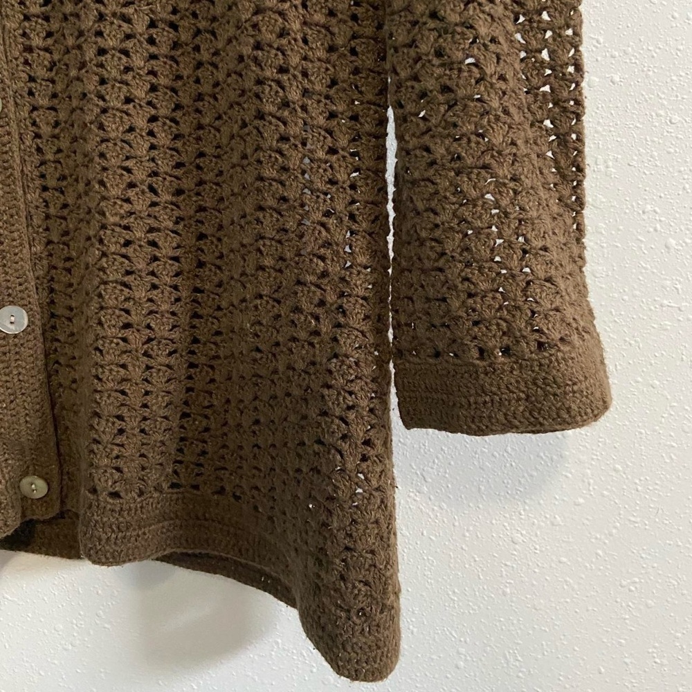 Vintage Eddie Bauer Hand Crocheted Linen Cotton Blend Cardigan - Picture 4 of 7